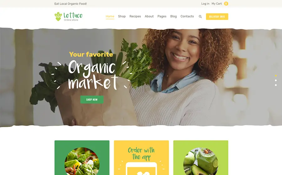 Laitue | Thème WordPress pour aliments biologiques et produits écologiques