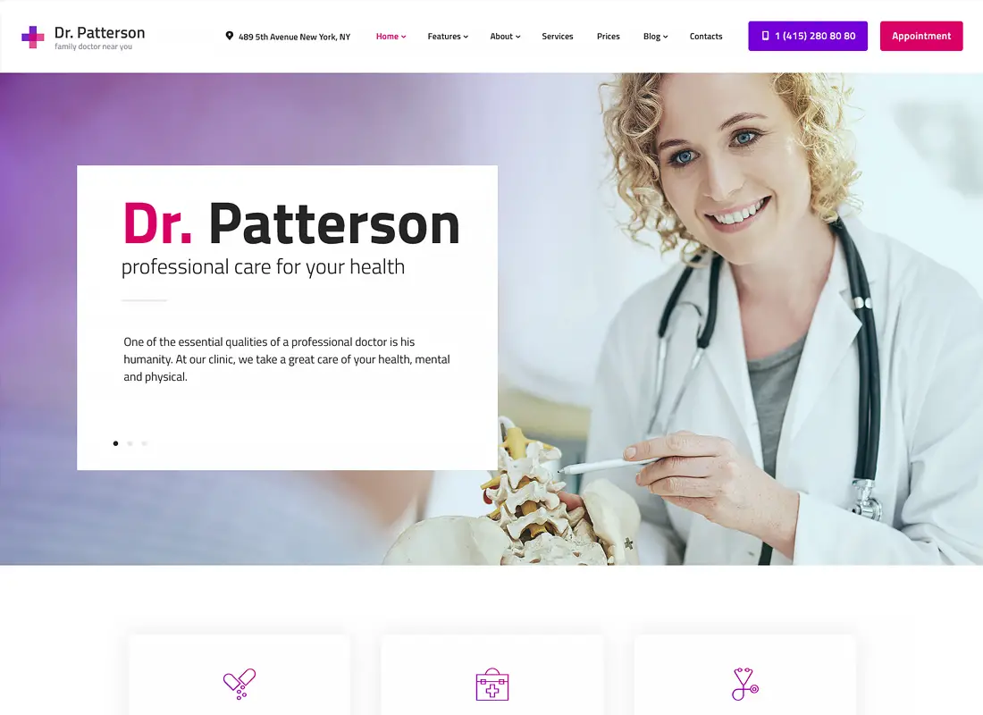 Dr.Patterson - Thème WordPress pour le domaine de la médecine et des soins de santé
