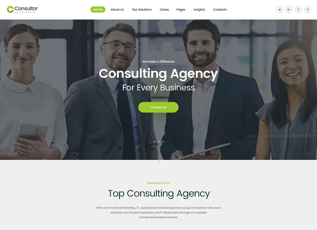 Consultor - Un thème WordPress pour le conseil aux entreprises