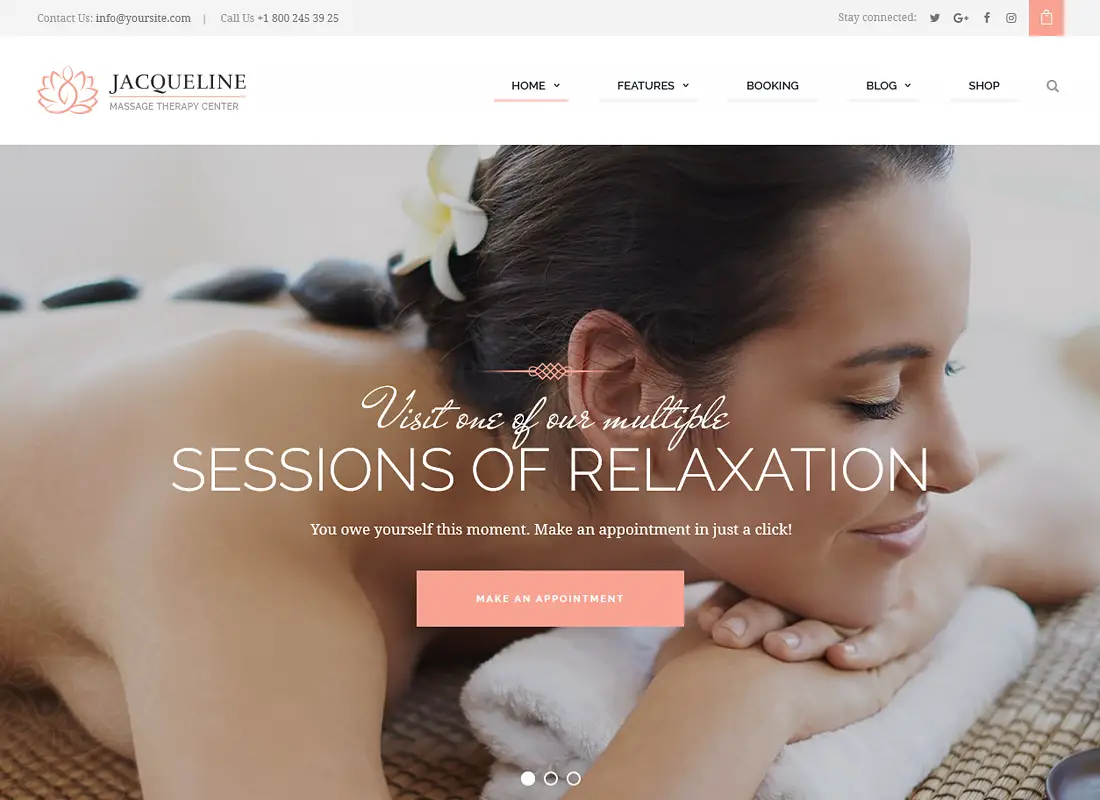 Jacqueline - Thème WordPress du Salon Spa & Massage Salon