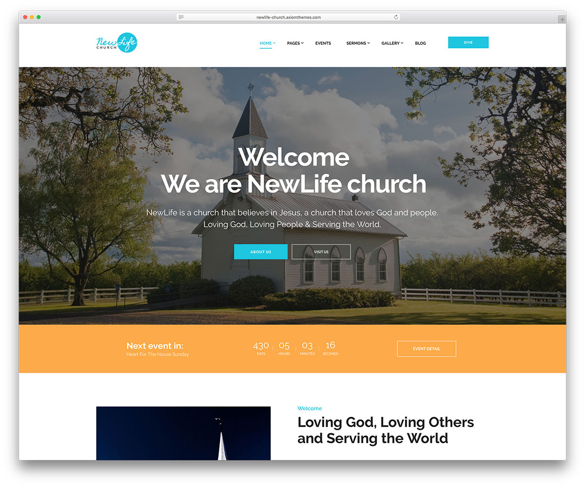 27 thèmes WordPress pour une belle et propre église, 2018 31