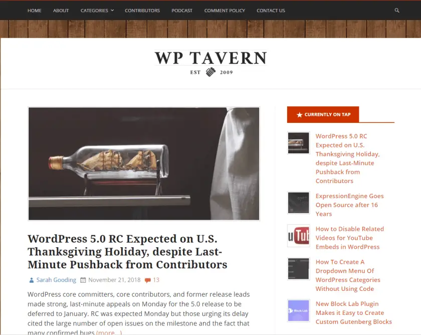 wp tavern- meilleurs blogs WordPress