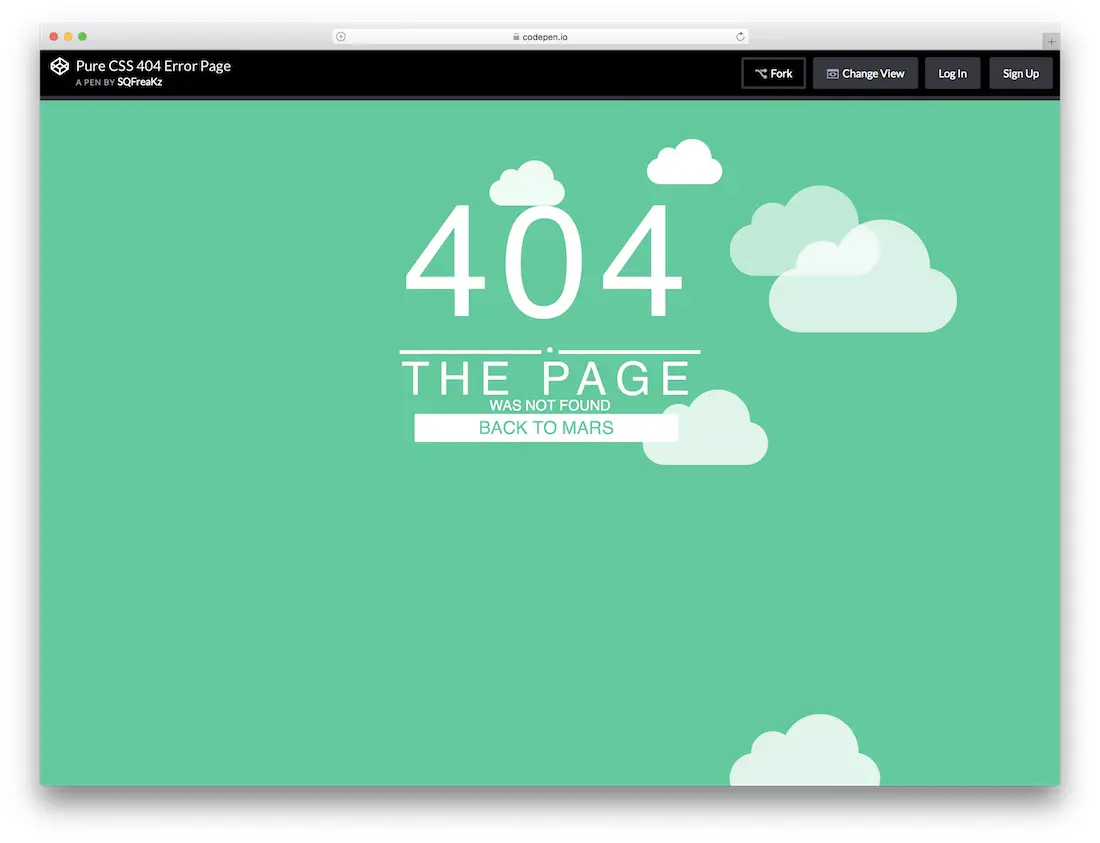 modèle de page d'erreur pure css libre 404