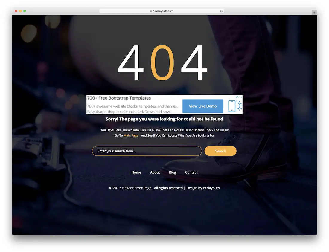 élégant modèle de page d'erreur gratuit 404