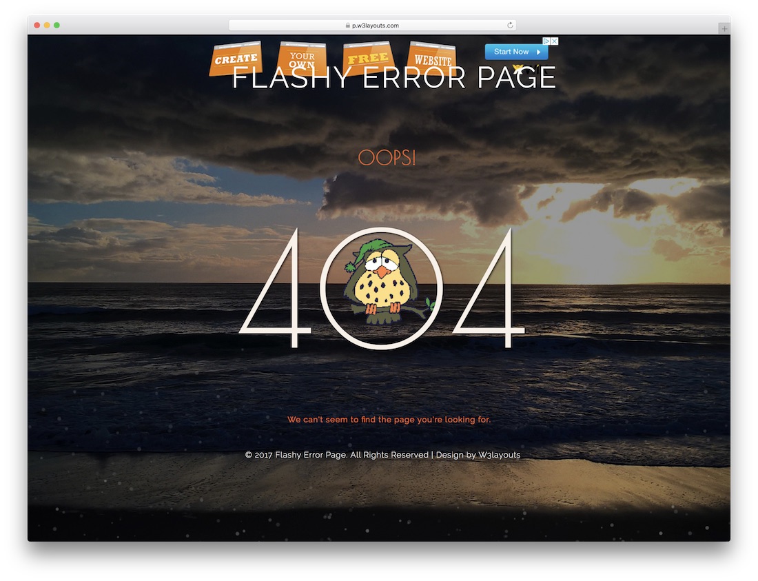 modèle de page d'erreur 404 gratuit flashy