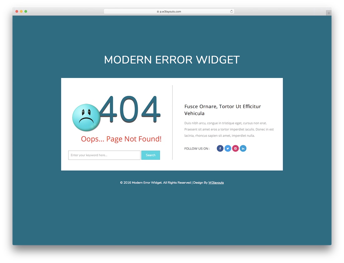 modèle de page d'erreur libre moderne 404