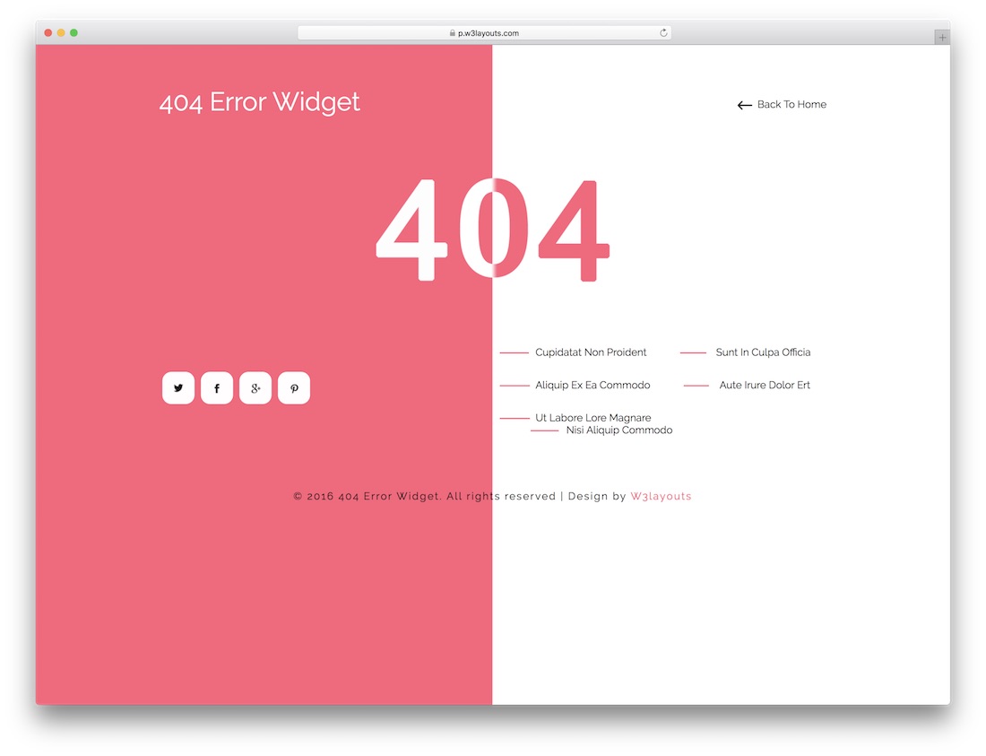 404 widget d'erreur gratuit 404 template de page d'erreur