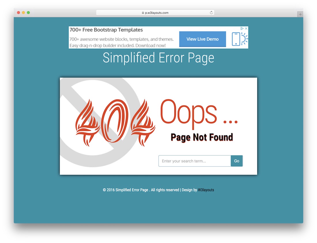 modèle de page d'erreur 404 gratuit et simplifié