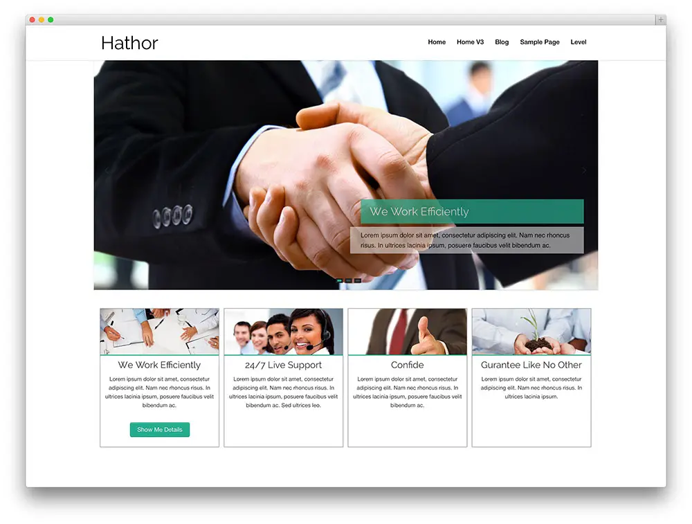 hathor - thème d'entreprise simple WordPress