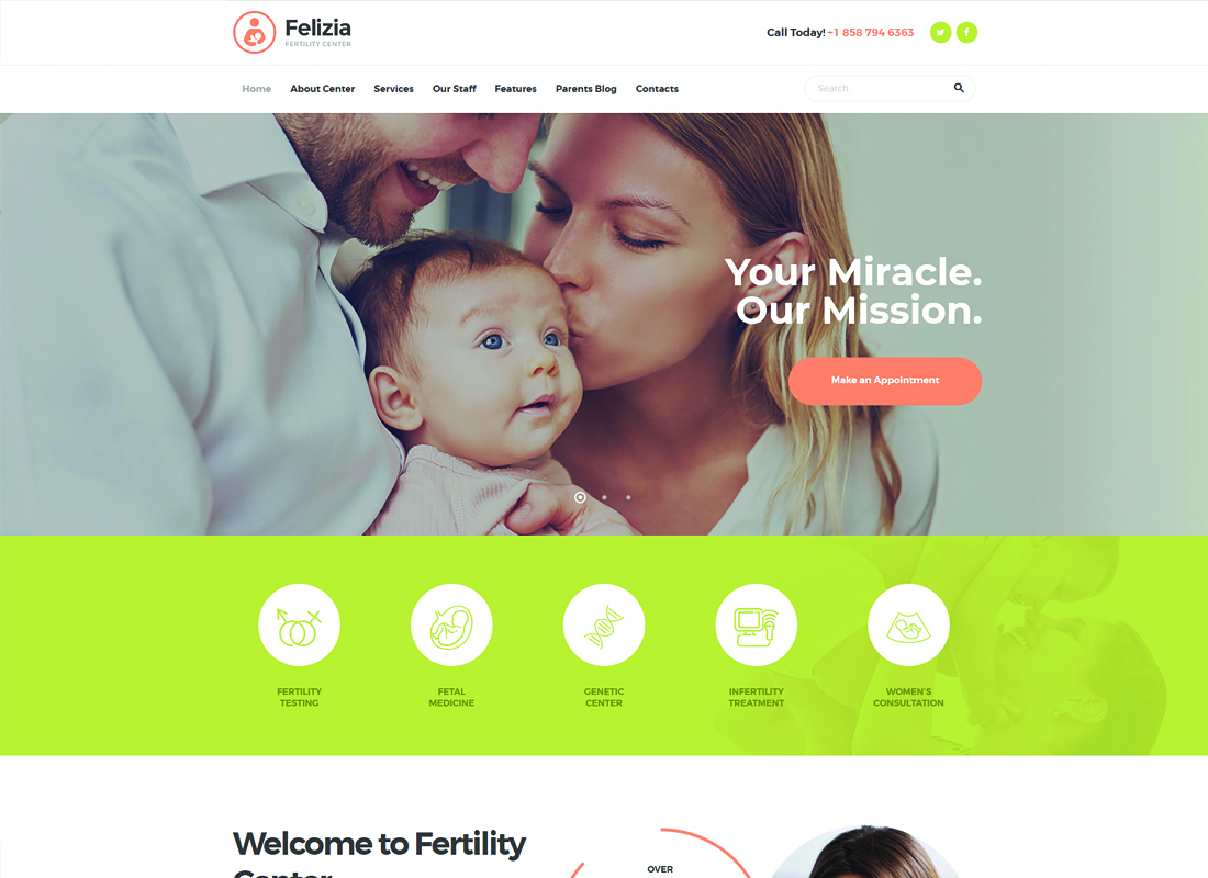Felizia - Centre de fertilité et thème WordPress médical