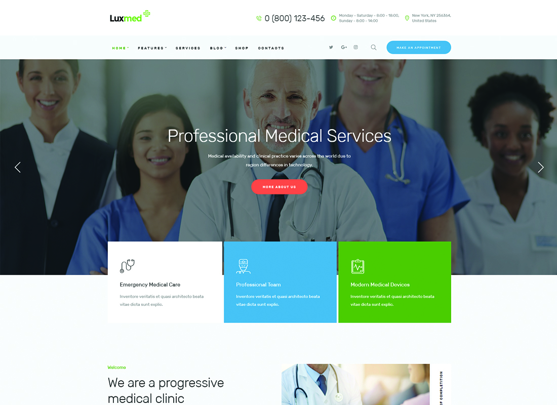 LuxMed - Thème WordPress pour le secteur de la médecine et des soins de santé