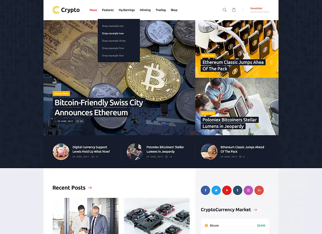 Crypton - Un thème WordPress multi-usage pour les cryptomonnaies