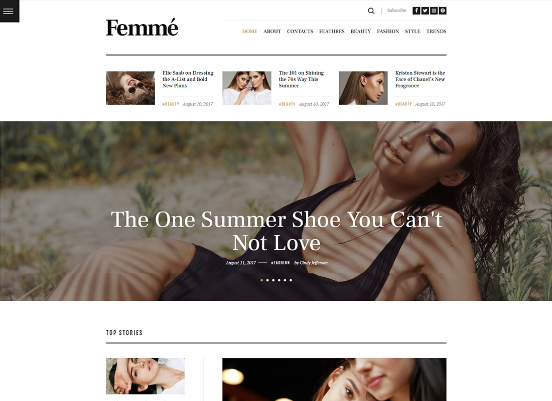 Femme - Thème WordPress pour un magazine en ligne et un blog de mode