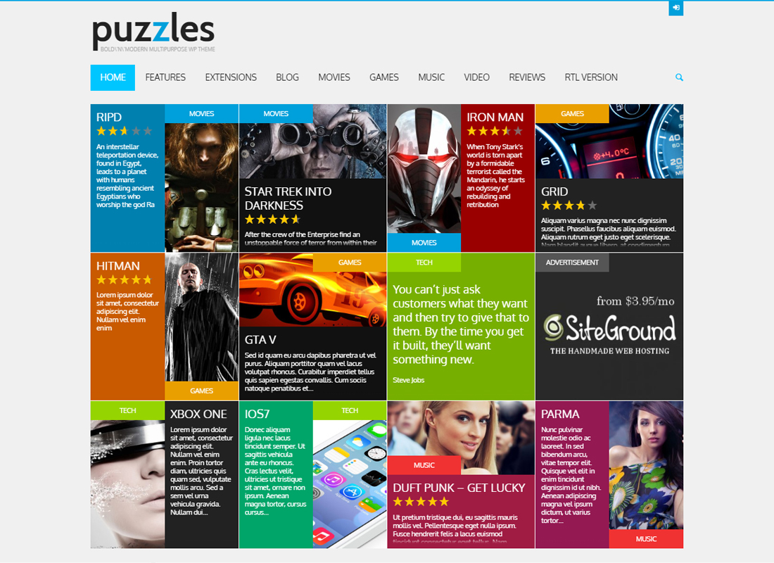 Puzzles - WP Magazine / Revue avec le magasin WordPress Theme + RTL