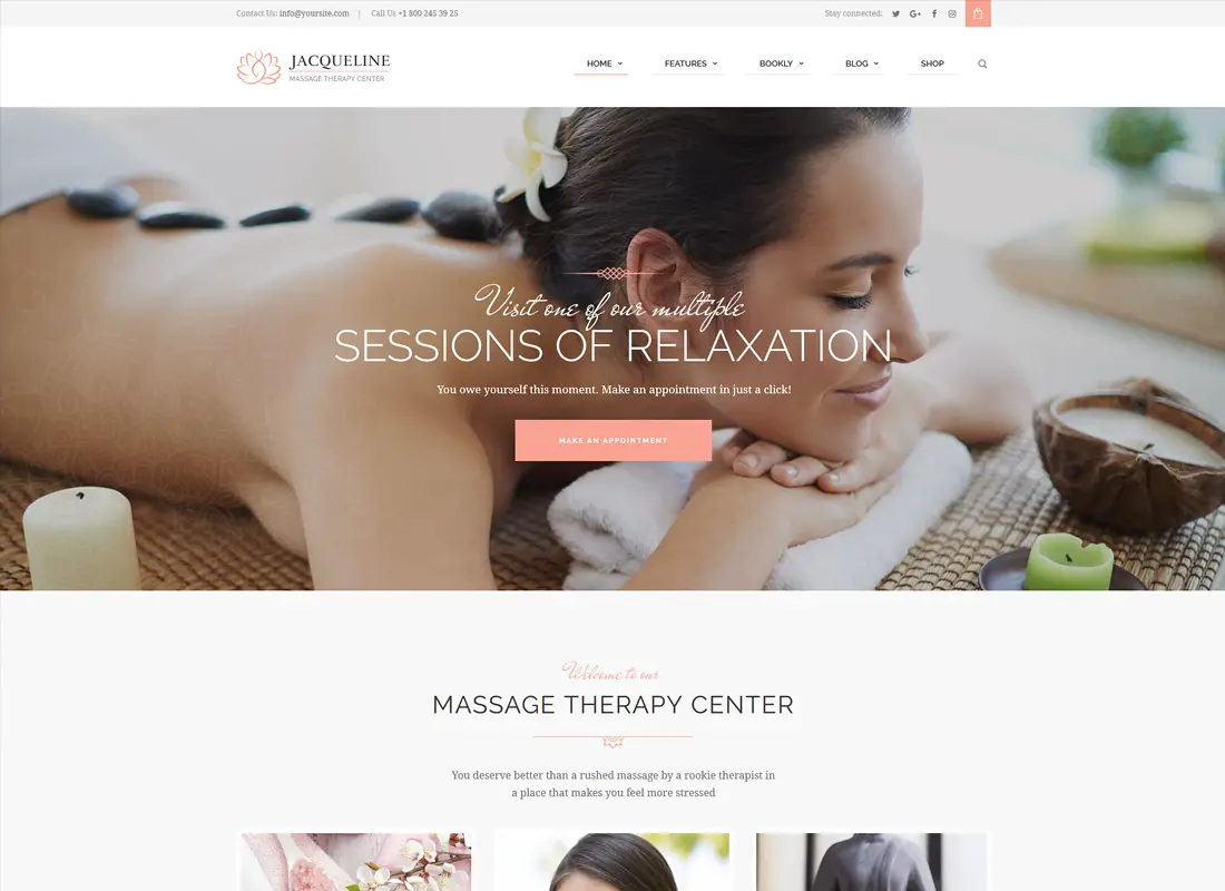 Jacqueline - Thème WordPress du Salon Spa & Massage Salon