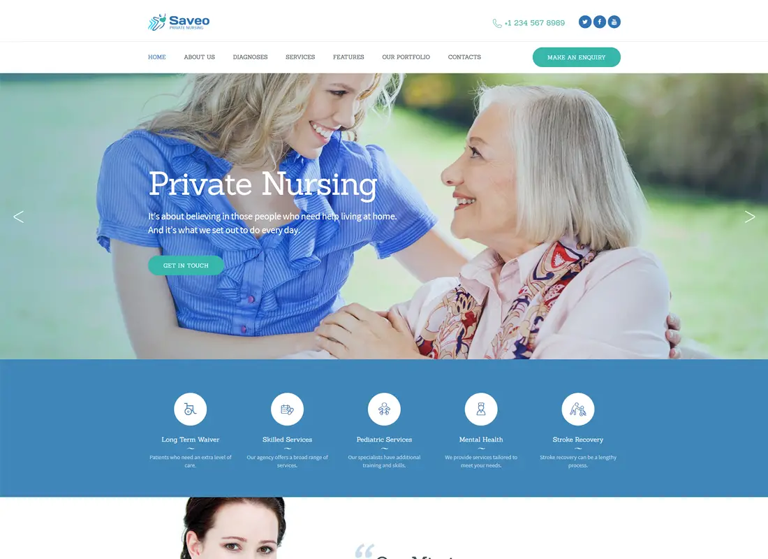 Saveo - Thème WordPress pour agence de soins à domicile et pour infirmières privées