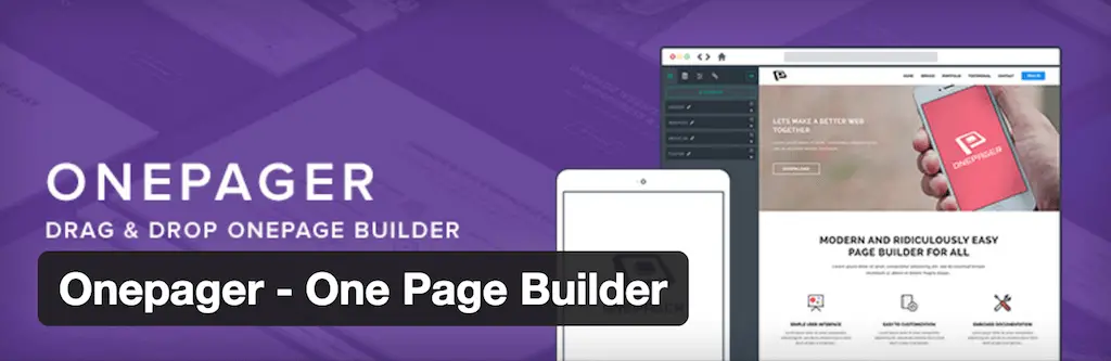 Onepager One Page Builder - Plugins WordPress