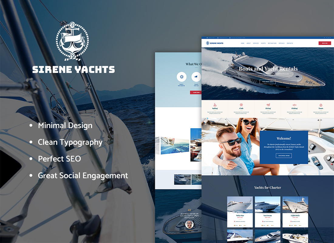 Sirene | Thème WordPress pour services de location de bateau et de location de bateaux