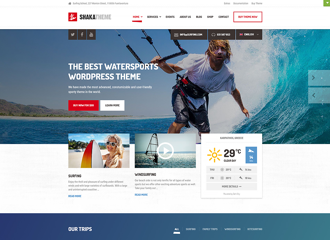 Un thème WordPress pour les entreprises de plage pour les sports nautiques et les écoles d’activités