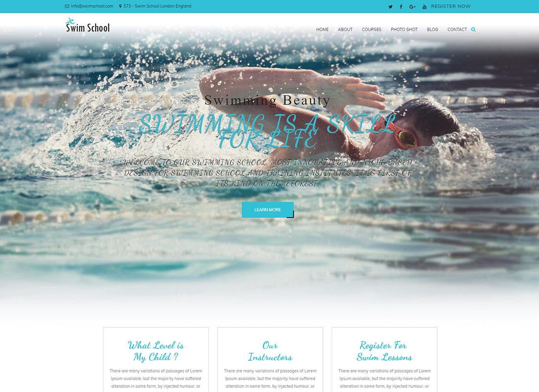 École de natation | Thème WordPress Natation