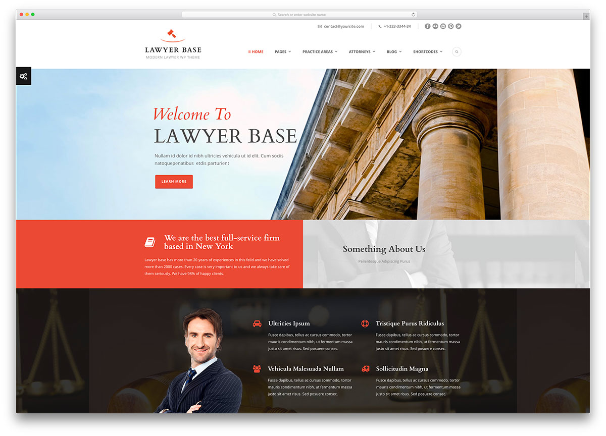 30 meilleurs thèmes WordPress pour avocats à l'intention des cabinets d'avocats et des avocats 2018 9
