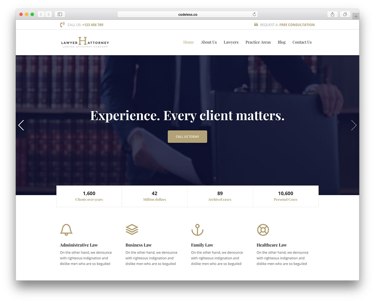30 meilleurs thèmes WordPress pour avocats à l'intention des cabinets d'avocats et des avocats 2018 12