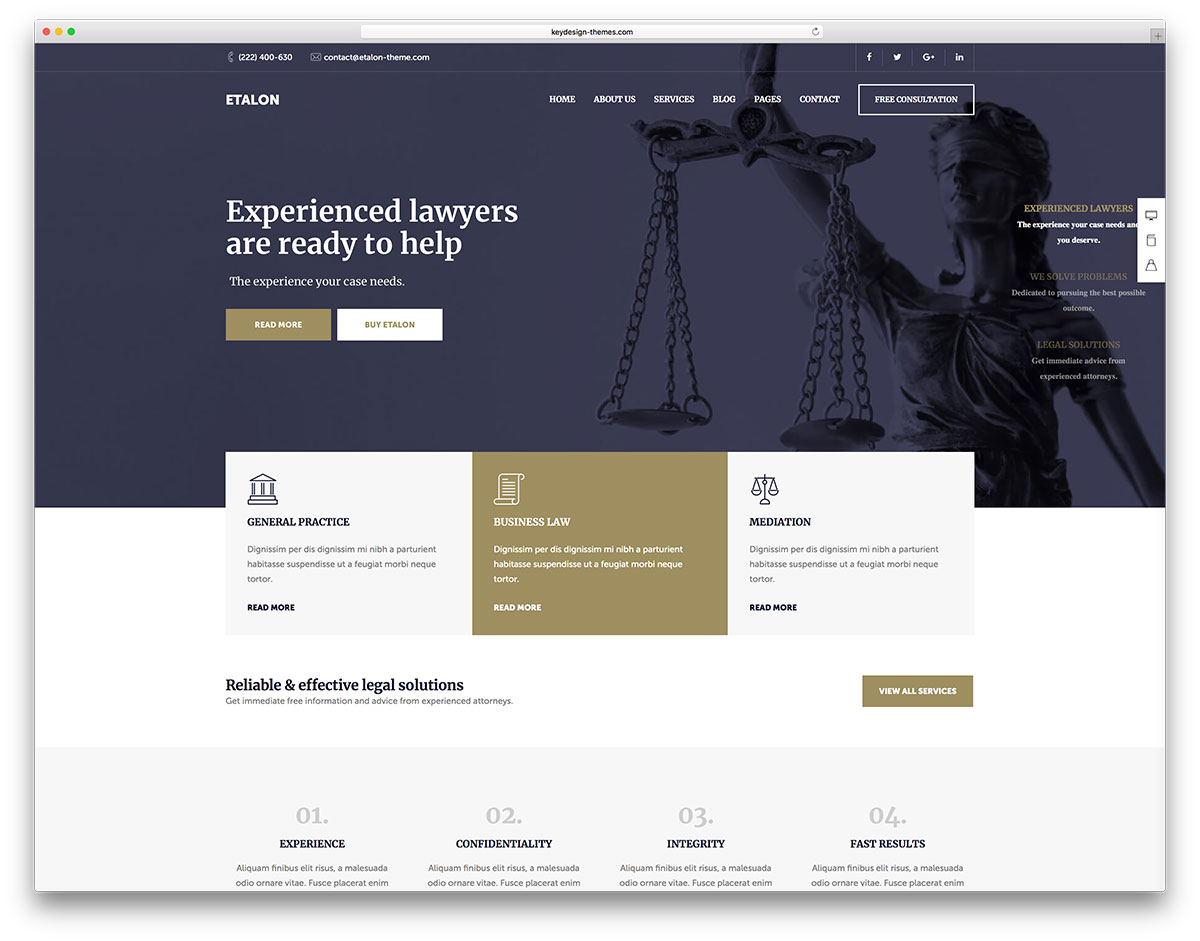 30 meilleurs thèmes WordPress pour avocats à l'intention des cabinets d'avocats et des avocats 2018 16