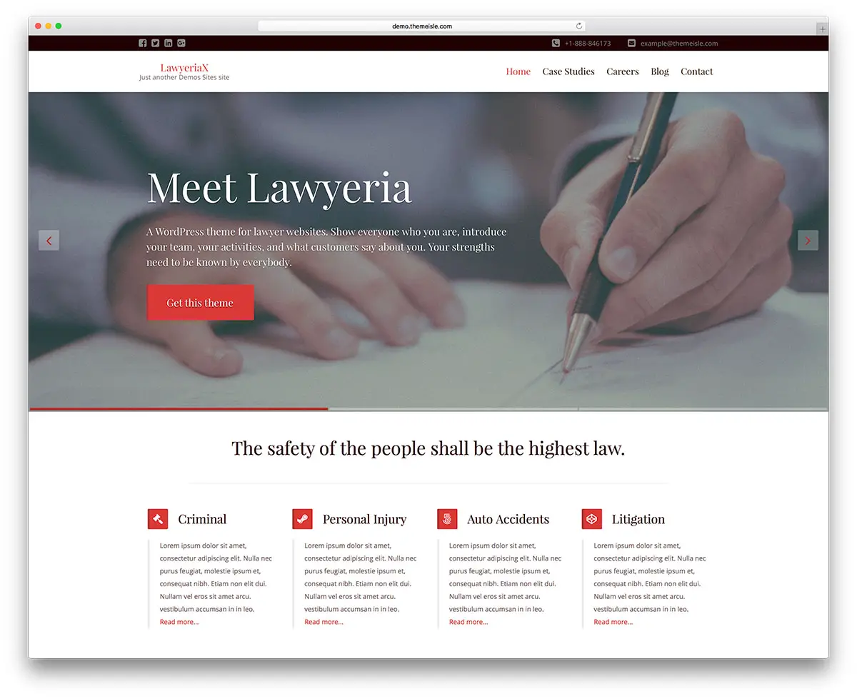 30 meilleurs thèmes WordPress pour avocats à l'intention des cabinets d'avocats et des avocats 2018 26