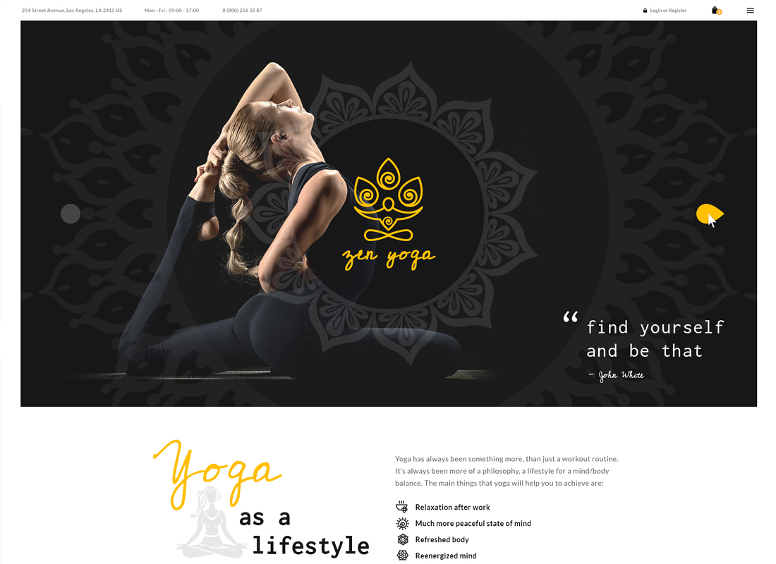 Tantra | Thème WordPress pour un studio de yoga et club de fitness