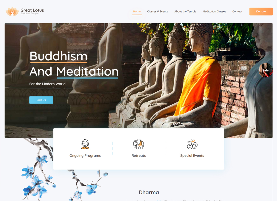 Grand Lotus | Thème WordPress du temple bouddhiste