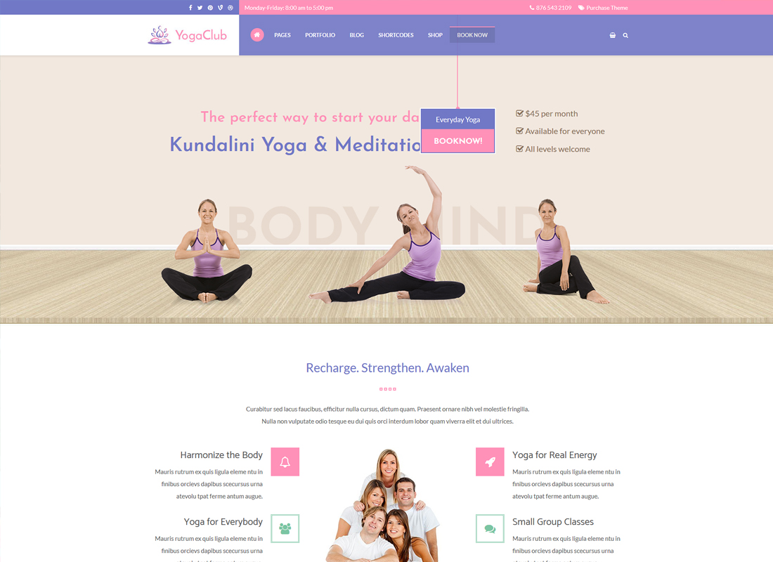 Club de yoga | Santé, centres de yoga, studios de yoga et entraîneurs de yoga Thème WordPress