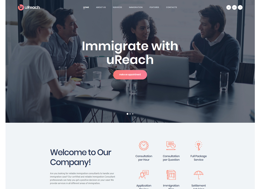 uReach | Thème WordPress pour consultants en immigration