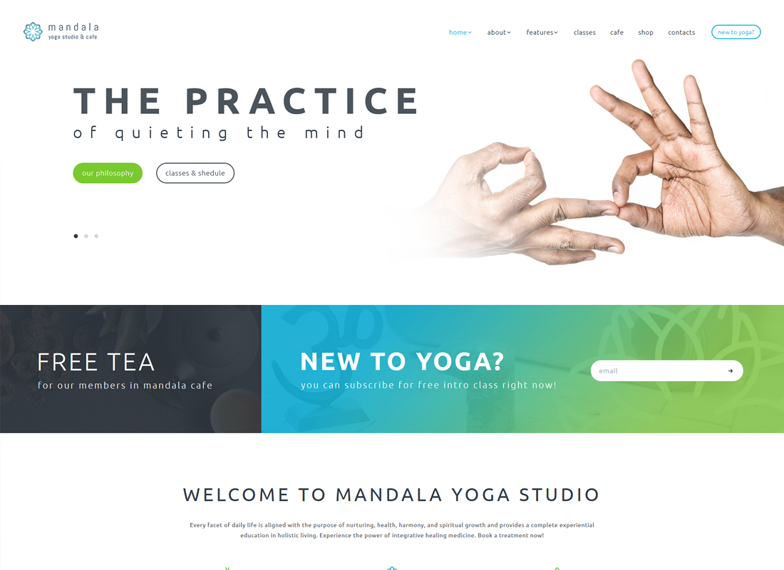 Mandala - Thème WordPress pour studio de yoga et centre de bien-être