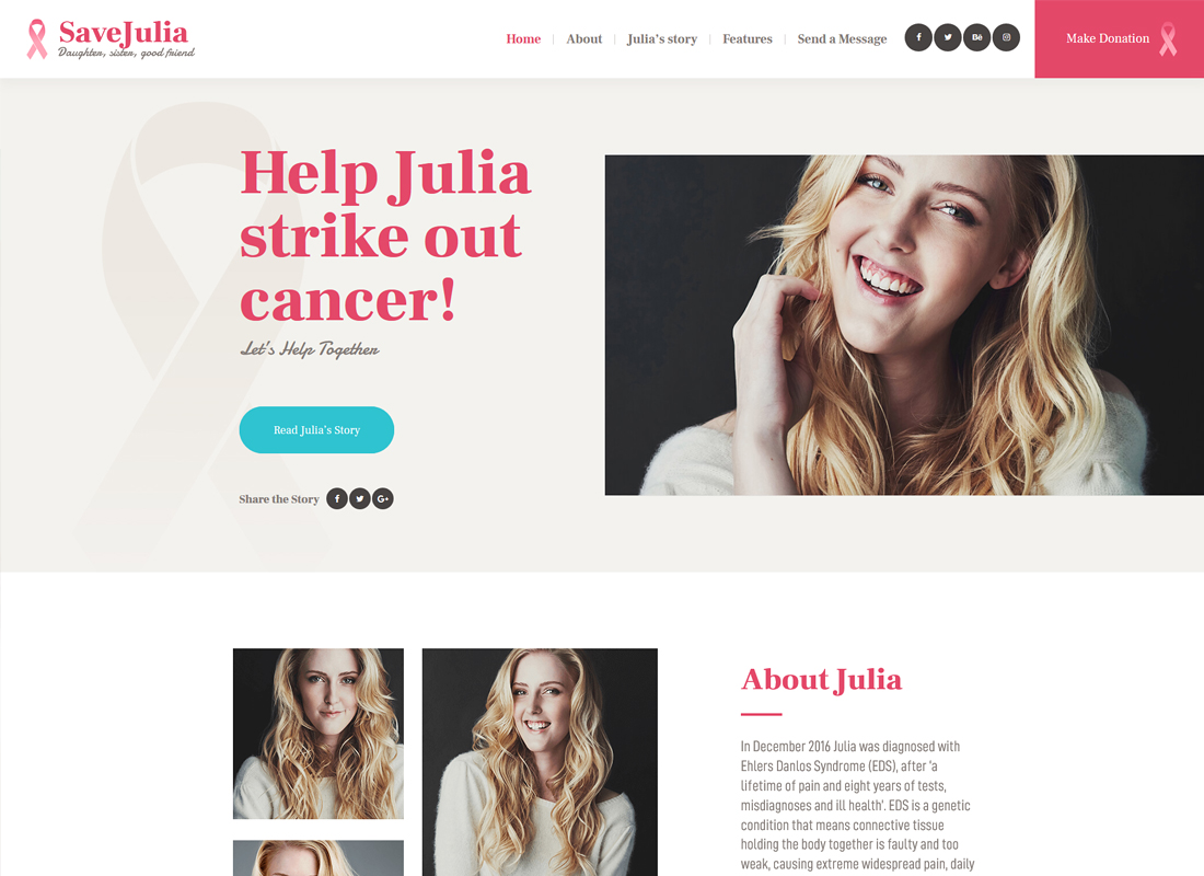 Save Julia - Thème WordPress du thème de la charité - Dons et activités de financement