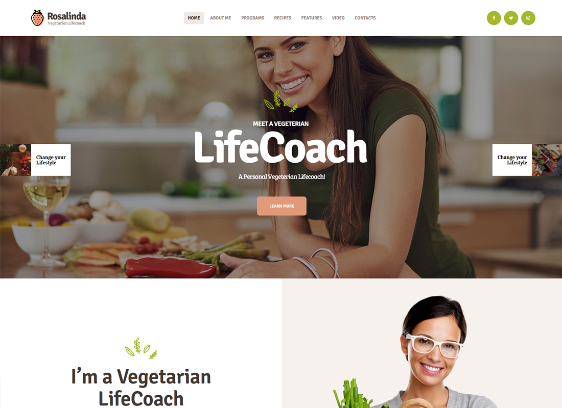 Rosalinda - Blog de coach de santé et de style de vie végétarien Thème WordPress