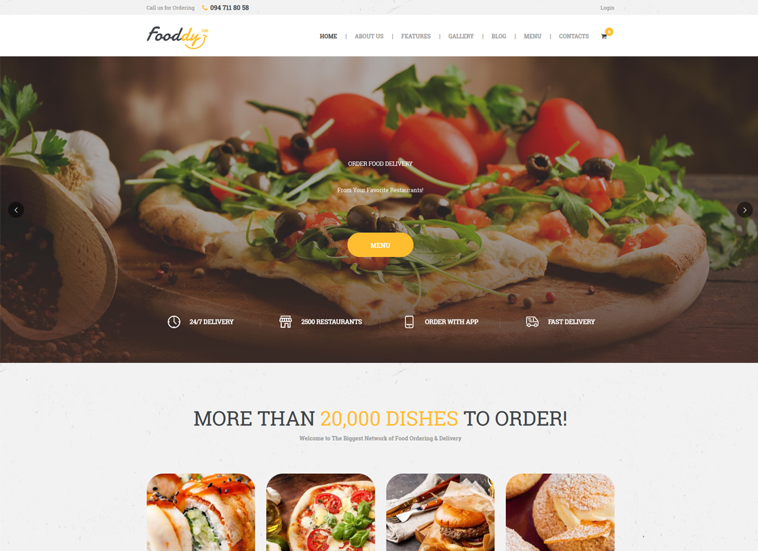 Fooddy 24/7 - Thème WordPress pour commande et livraison de nourriture