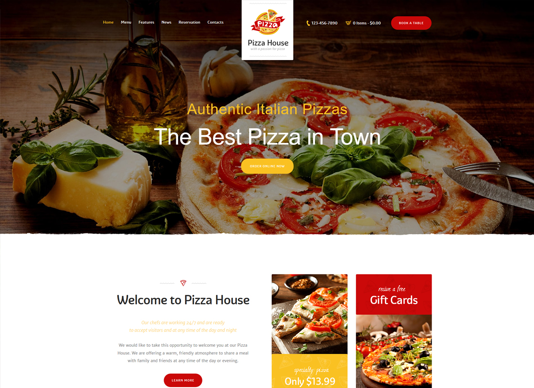 Pizza House - Thème WordPress pour restaurant, café et bistrot