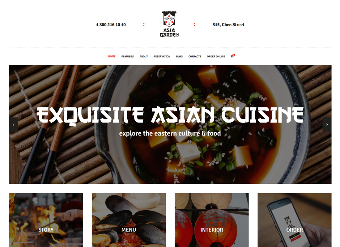 Asia Garden - Thème WordPress pour un restaurant asiatique