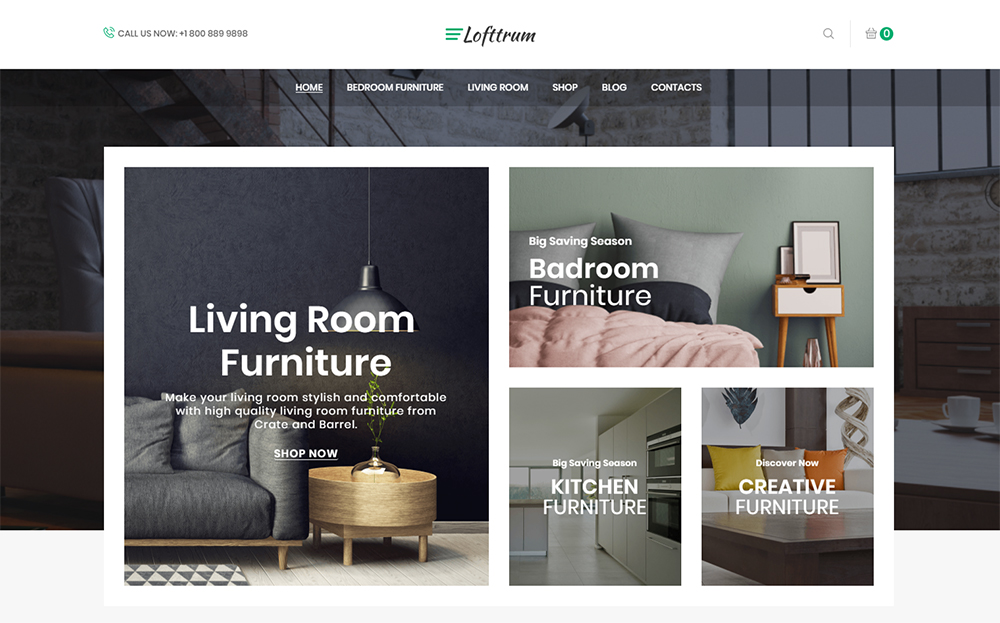 Lofttrum - Boutique en ligne de meubles Elementor Thème WooCommerce