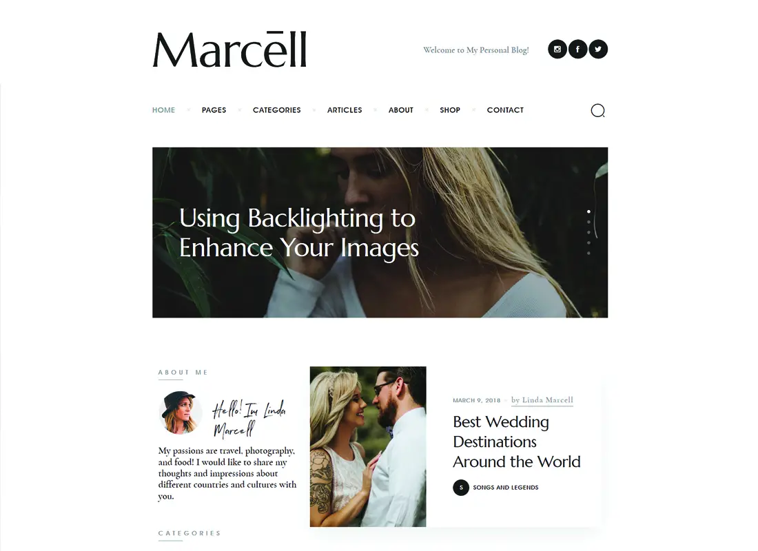 Marcell | 20+ Layouts Multi-Concept Blog personnel et thème de WordPress pour magazines