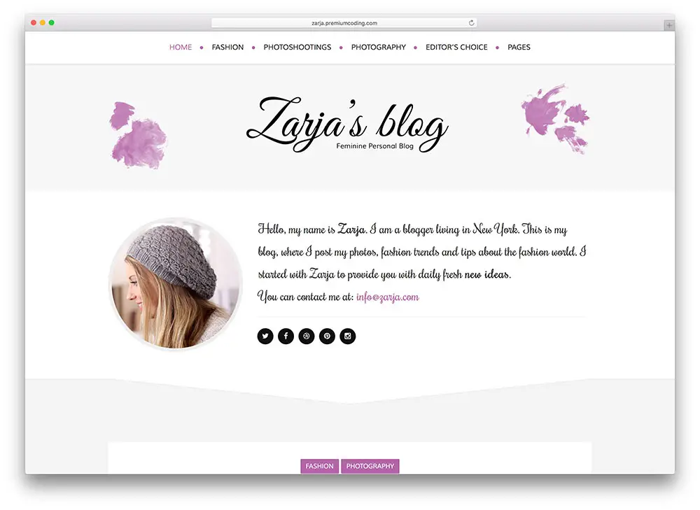 zarja colorful feminine blog theme
