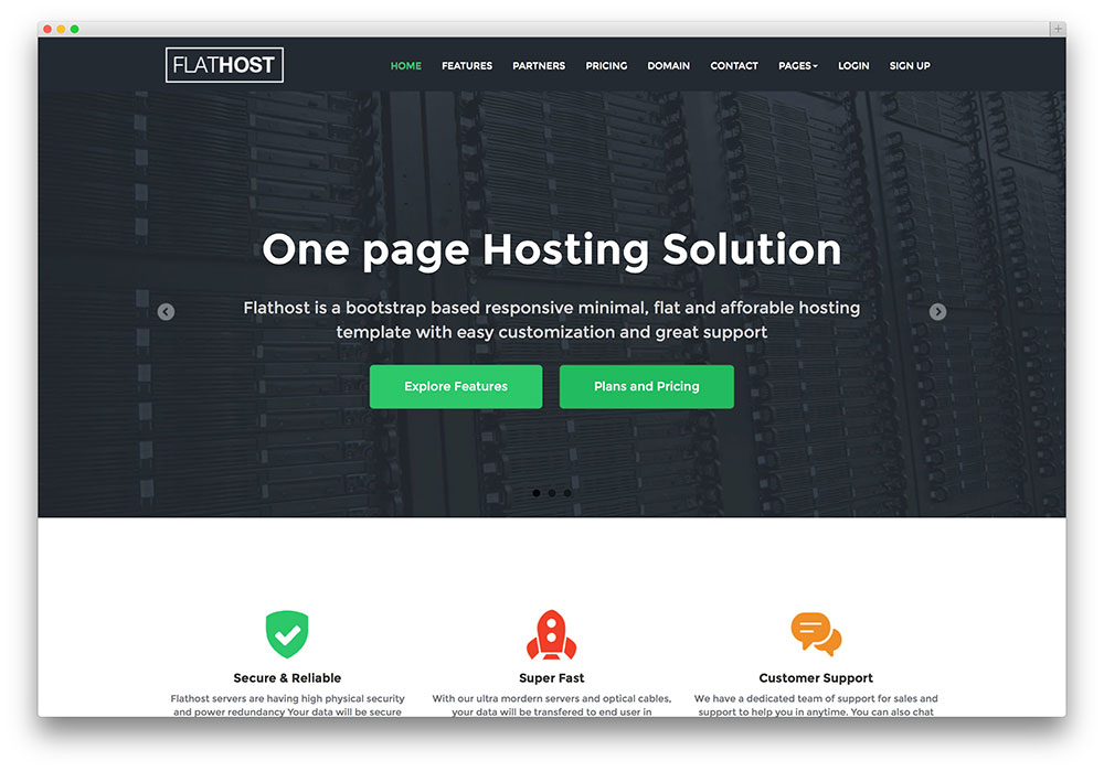 flathost - flat design hosting theme