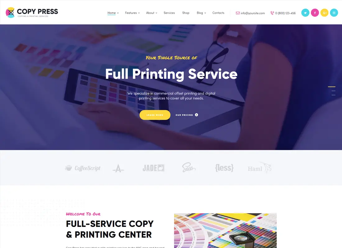 CopyPress | Typographie et services d'impression Thème WordPress