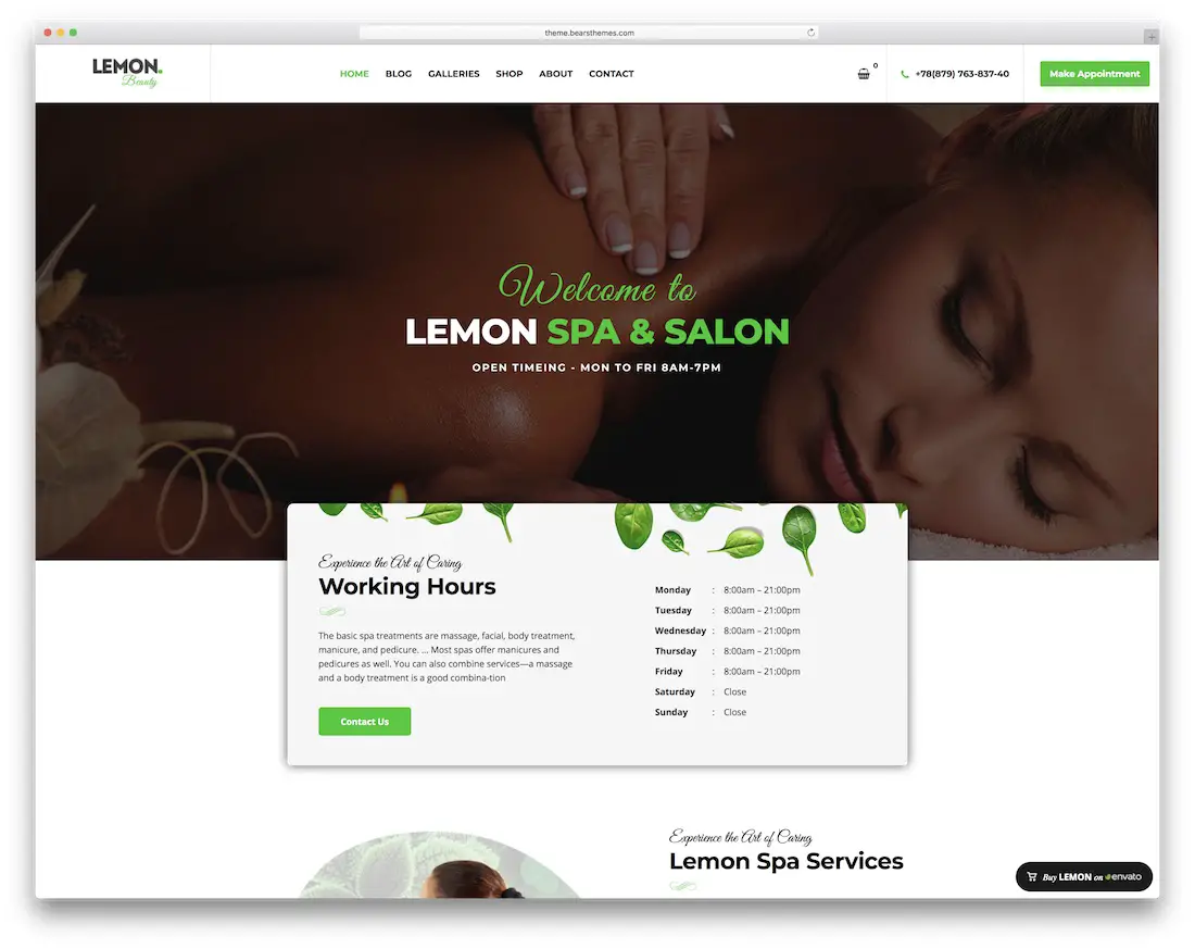 citron spa massage salon wordpress thème