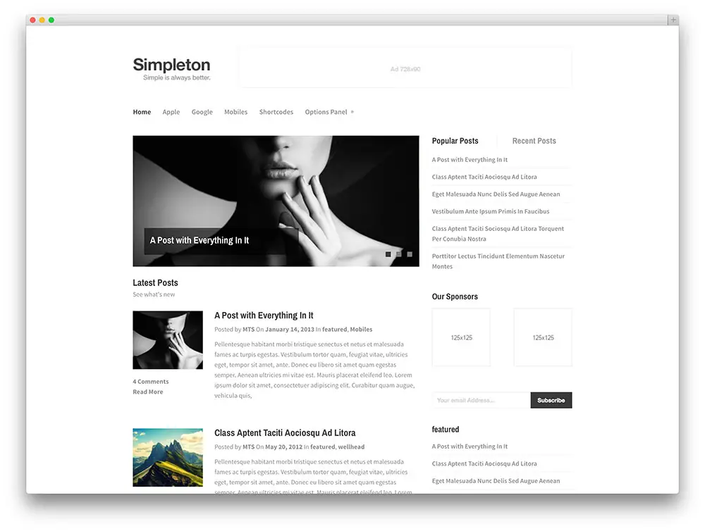 simpleton visionary minimal blog theme