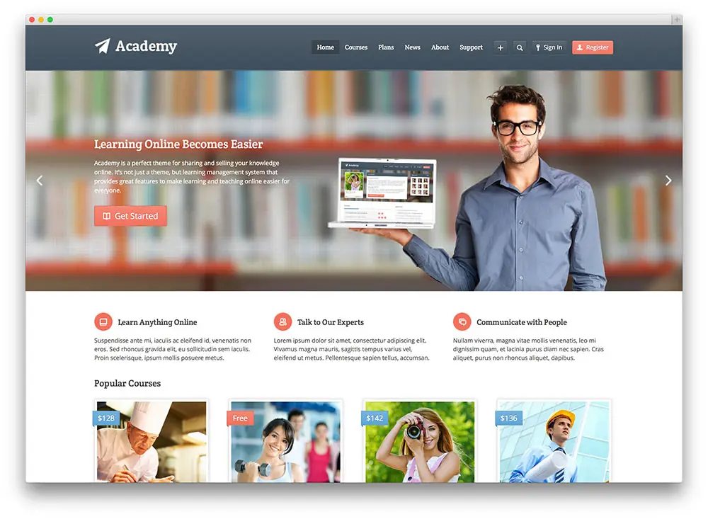 academy online course theme