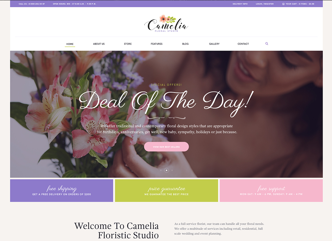 Camelia - Un thème WordPress pour fleuriste en studio florale