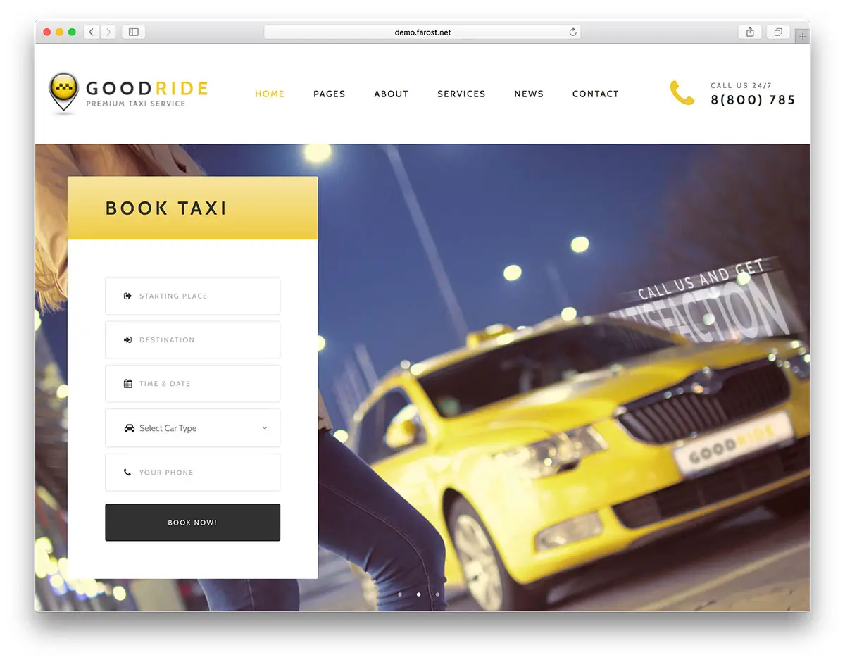 10 thèmes WordPress pour les services de taxi et de location de voiture 2019 2