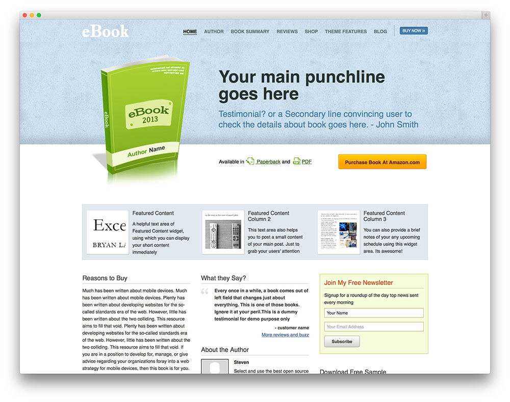 ebook - thème classique d'ebook wordpress