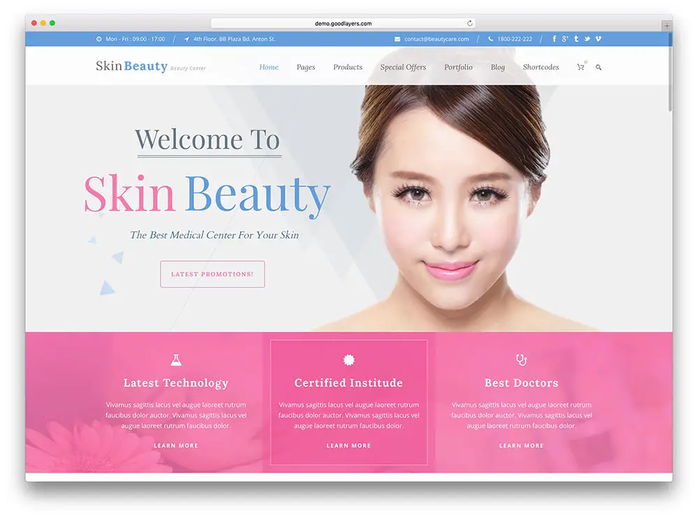 skin beauty center template